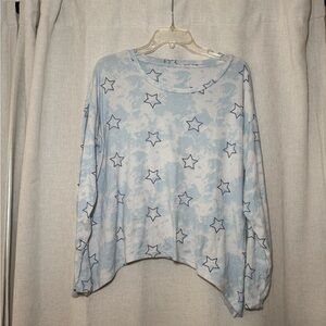 Blue Star Patterned Women's Top